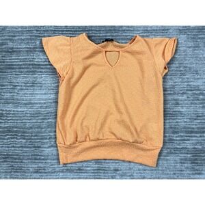 A. Byer Top Womens Small Orange Short Sleeve Polyester Blend‎ Casual